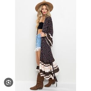 NWOT Ces Femme Boho Geoprint Festival Kimono